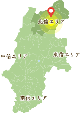 長野県の北信エリアを中心に、東信・中信・南信エリアマップ